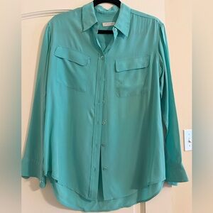 Equipment Aqua Button-Up Blouse